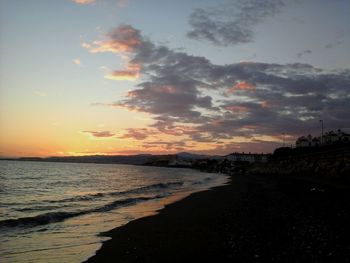 Scenic view of sea at sunset