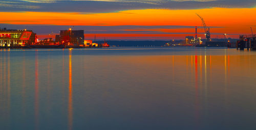 Scenic view of sunset over river