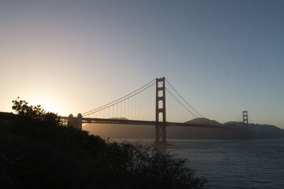 Suspension bridge over river