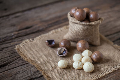 High angle view of eggs on table