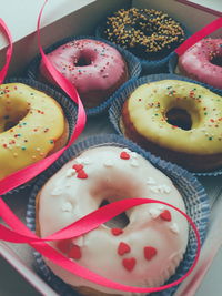 Close-up of donuts