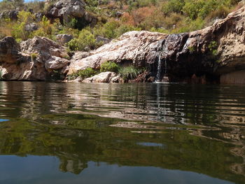 Reflection of rock formation in water