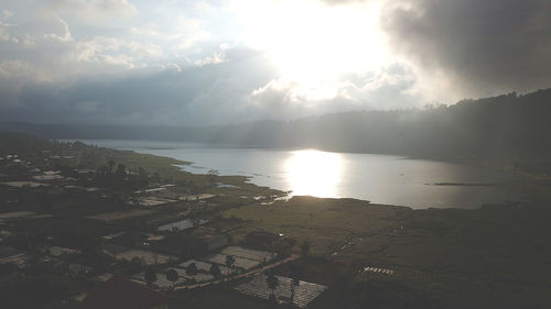 High angle view of sea against sky