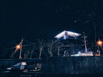 Illuminated street light at night