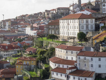 High angle view of townscape against sky