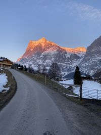 A rare glimpse of  the alpenglow as the sun sets on the jungfrau in switzerland.  