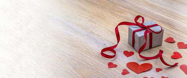 Close-up of heart shape on table