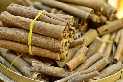 Close-up of stack of firewood