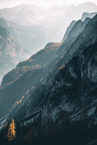 High angle view of mountains against sky