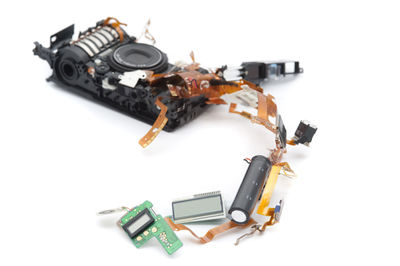 Close-up of equipment on white background