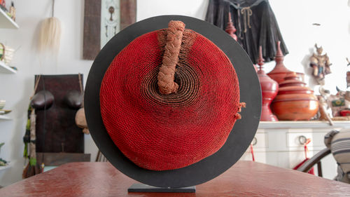Close-up of hat on table