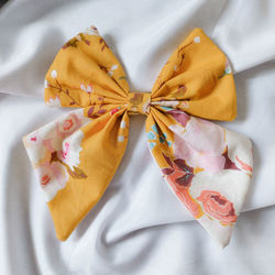High angle view of cotton ribbon hair clip