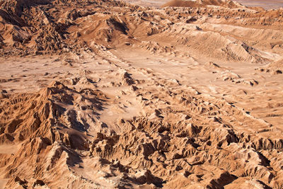 High angle view of rock formations on land