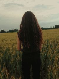 Woman looking at farm