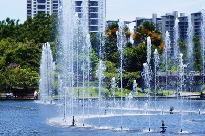 View of fountain in city