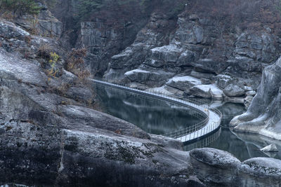 View of the rocky valley during autumn