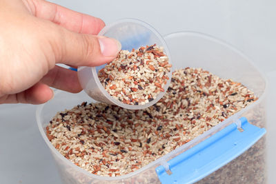 Cropped image of person holding bowl of food