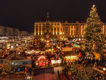 View from the ferris wheel to the dresden famous christmas market