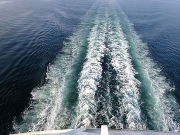 High angle view of boat on sea