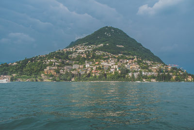 Scenic view of lugano lake