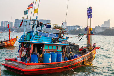 Fishing boats at a pier in thailand southeast asia