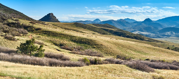 Scenic view of mountains against sky