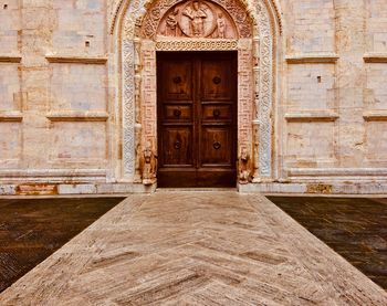 Closed door of building