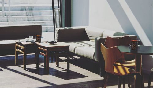 Empty chairs and table at home