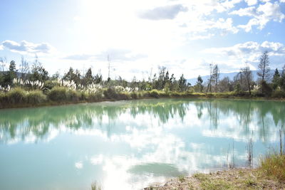 Scenic view of lake against sky