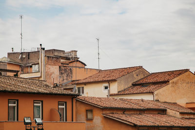 Low angle view of residential buildings against sky