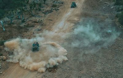 High angle view of car on land