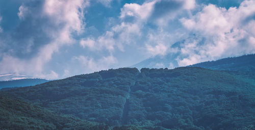 View of mountain against cloudy sky