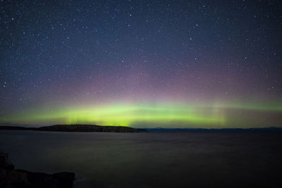 Scenic view of lake against star field at night