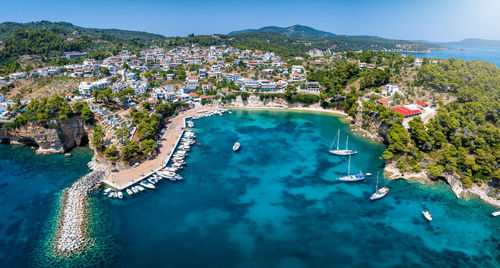High angle view of sea against sky