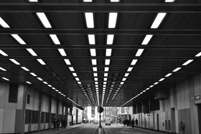 Interior of illuminated tunnel