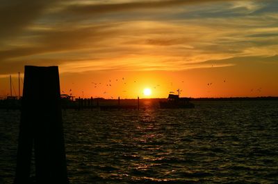 Scenic view of sea during sunset