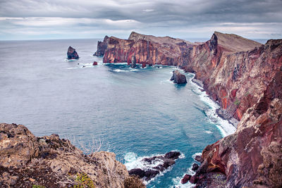 Scenic view of sea and mountains