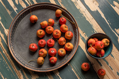 High angle view of vegetables on table