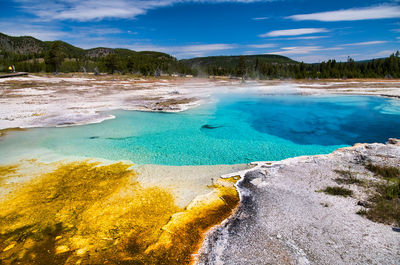 Steam emitting from hot spring