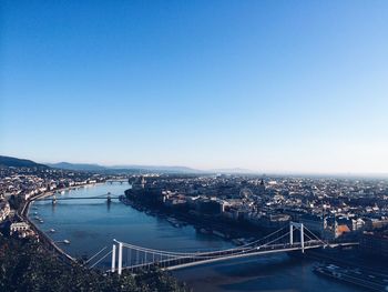 High angle view of city at waterfront