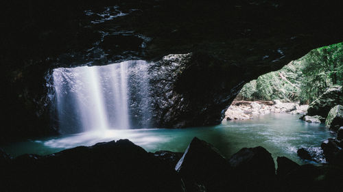 Scenic view of waterfall