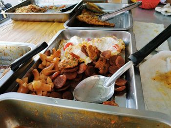 High angle view of food in tray