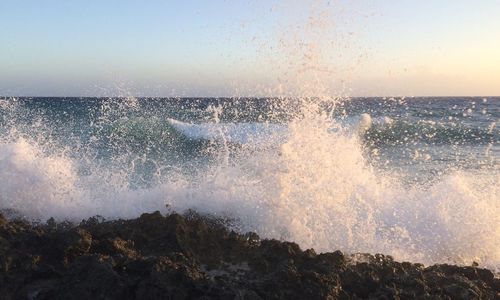 Waves crashing on the rocks