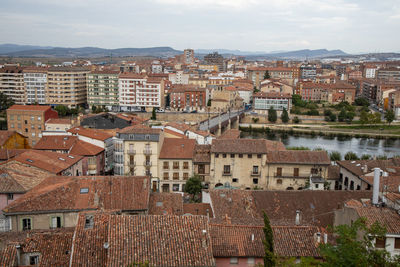 High angle view of townscape against sky