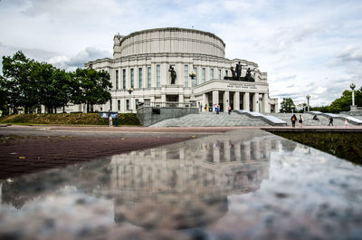 Reflection of building in water