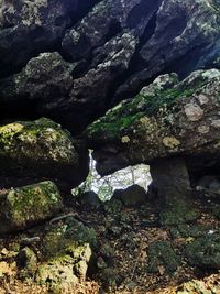 High angle view of rocks in sea