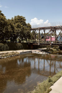 Bridge over river against sky