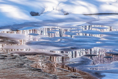 Aerial view of snow covered landscape