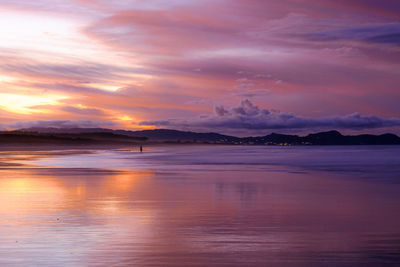Scenic view of sea against sky at sunset