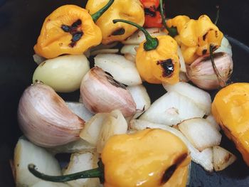 Close-up of fresh vegetables in cooking utensil